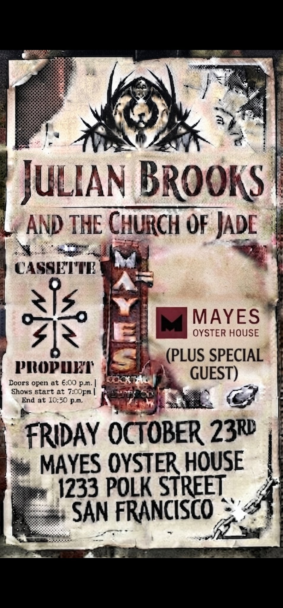 Mayes Oyster House show flyer — October 23, 2026
